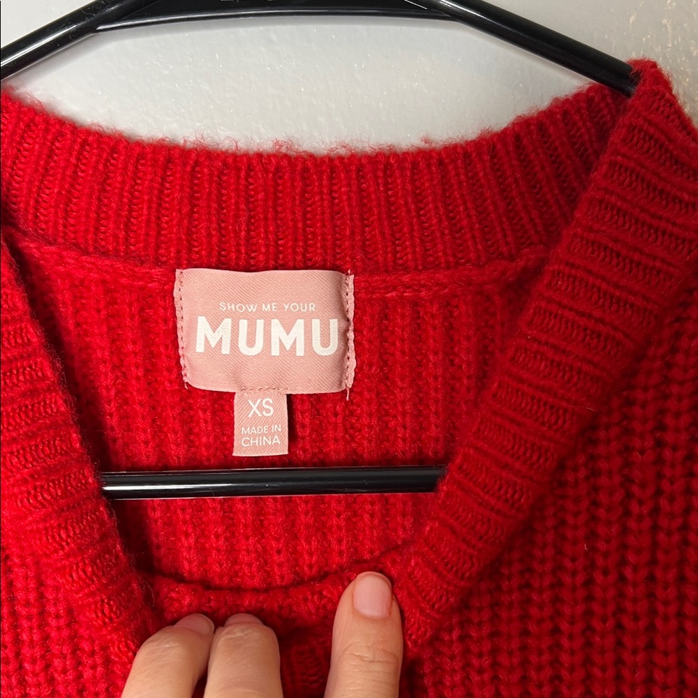 SHOW ME YOUR MUMU Dixon Sweater Dress in Red Knit N211 XS Valentine Coquette - Picture 6 of 7